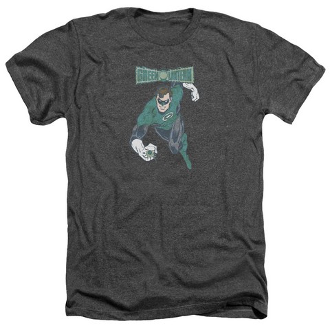 Dco-Desaturated Green Lantern - Adult Heather Tee - Charcoal- Small