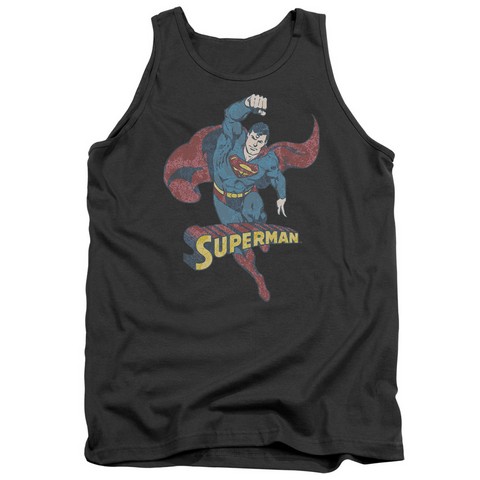 Dco-Desaturated Superman - Adult Tank Top - Charcoal- Medium