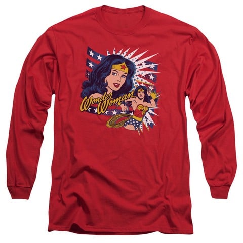 Dco-Pop Art Wonder - Long Sleeve Adult 18-1 Tee - Red- Large