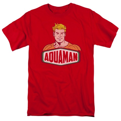 Dco-Aquaman Sign - Short Sleeve Adult 18-1 Tee - Red- Medium