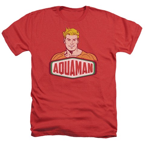 Dco-Aquaman Sign - Adult Heather Tee - Red- Small