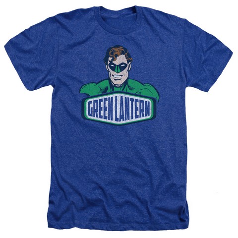 Dco-Green Lantern Sign - Adult Heather Tee - Royal- Large