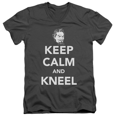 Dc-Keep Calm And Kneel - Short Sleeve Adult 30-1 Tee V-Neck - Charcoal, Medium