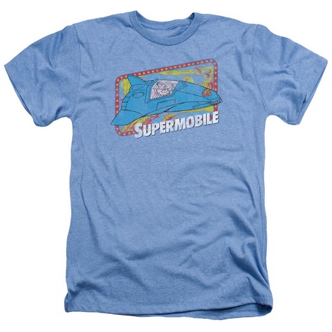 DC-Supermobile - Adult Heather Tee - Light Blue- Medium