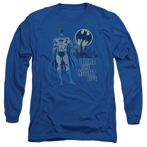Dc-Night Life - Long Sleeve Adult 18-1 Tee - Royal- Small