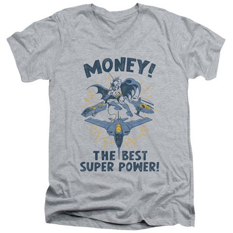Dc-Money - Short Sleeve Adult 30-1 Tee V-Neck - Heather- Large