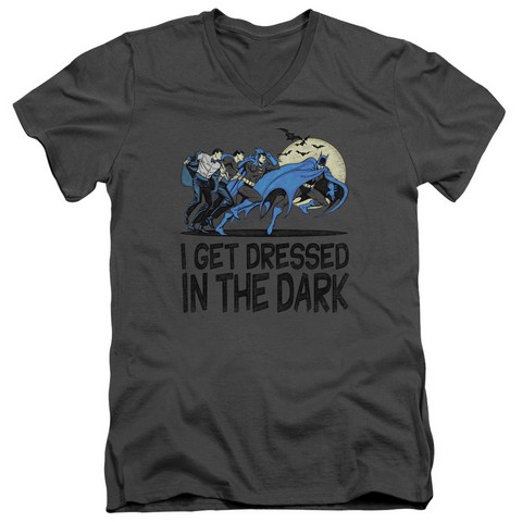Dc-Get Dressed - Short Sleeve Adult 30-1 Tee V-Neck - Charcoal- Small