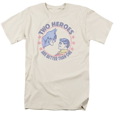 Dc-Two Heroes - Short Sleeve Adult 18-1 Tee - Cream- 2X