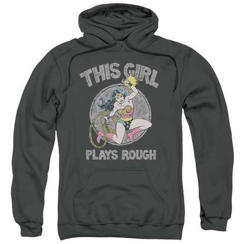 Dc-Plays Rough - Adult Pull-Over Hoodie - Charcoal- Medium