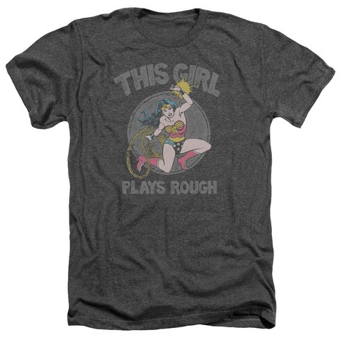 Dc-Plays Rough - Adult Heather Tee - Charcoal- Large