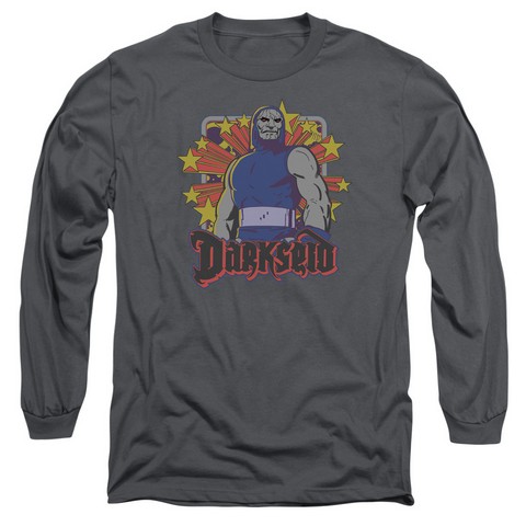 Dc-Darkseid Stars - Long Sleeve Adult 18-1 Tee - Charcoal- Medium