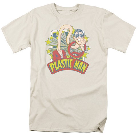 Dc-Plastic Man Stars - Short Sleeve Adult 18-1 Tee - Cream- Medium