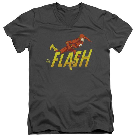 DC-8 Bit Flash - Short Sleeve Adult 30-1 Tee V-Neck - Black- Extra Large
