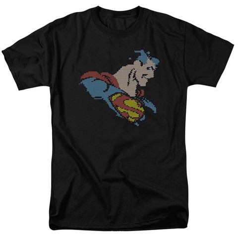 Dc-Lite Brite Superman - Short Sleeve Adult 18-1 Tee - Black- 2X