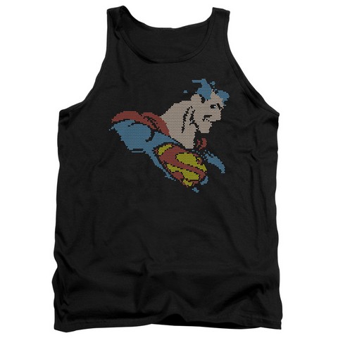 Dc-Lite Brite Superman - Adult Tank Top - Black- Large