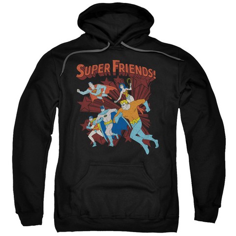 Dc-Super Running - Adult Pull-Over Hoodie - Black- Large