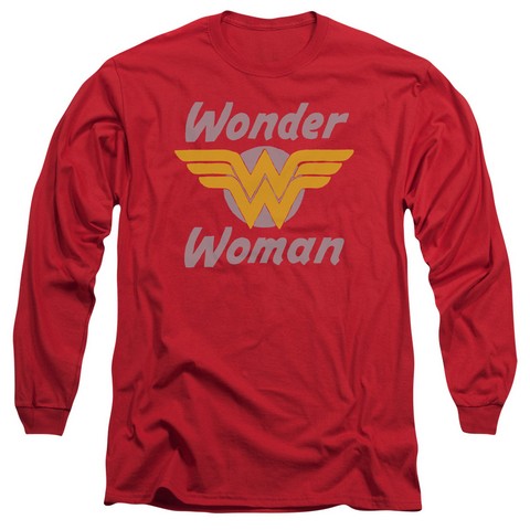 Dc-Wonder Wings - Long Sleeve Adult 18-1 Tee - Red- Large