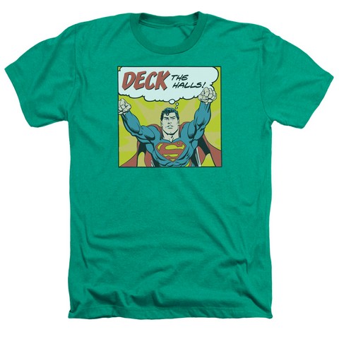Dc-Deck The Halls - Adult Heather Tee - Kelly Green- Small