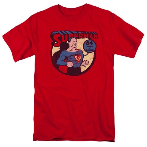 Dc-Superman 64 - Short Sleeve Adult 18-1 Tee - Red- 3X