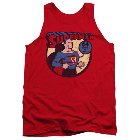 Dc-Superman 64 - Adult Tank Top - Red- Medium