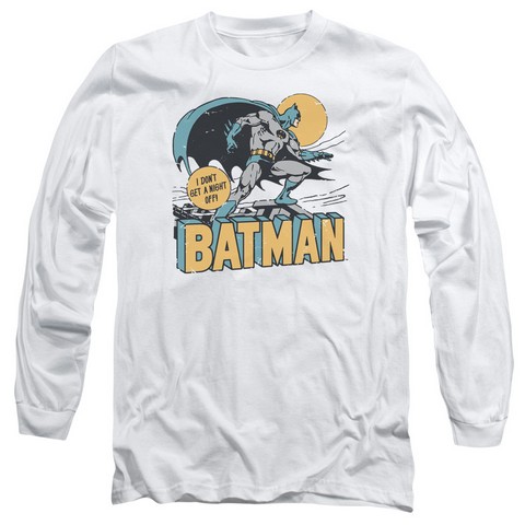 Dc-Night Off - Long Sleeve Adult 18-1 Tee - White- Small