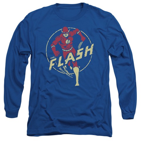Dc-Flash Comics - Long Sleeve Adult 18-1 Tee - Royal Blue- Small