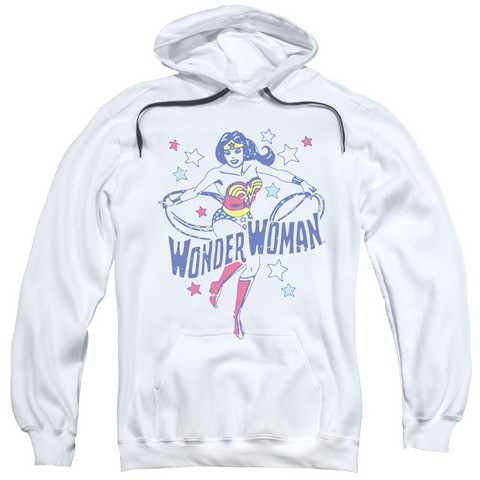 Dc-Wonder Stars - Adult Pull-Over Hoodie - White- Extra Large