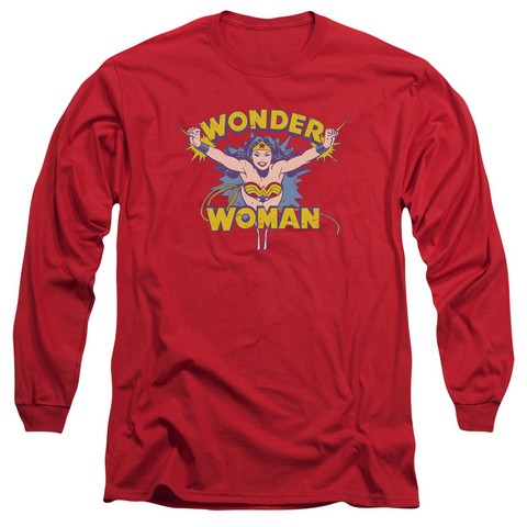 Dc-Flying Through - Long Sleeve Adult 18-1 Tee - Red- Extra Large