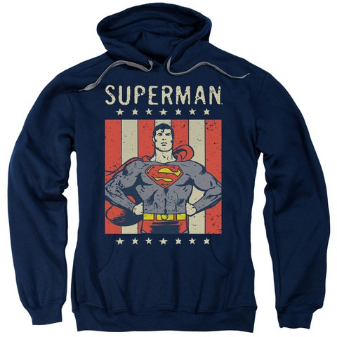 DC-Retro Liberty - Adult Pull-Over Hoodie - Navy- Extra Large