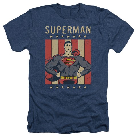 Dc-Retro Liberty - Adult Heather Tee - Navy- Small
