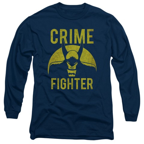 Dc-Fight Crime - Long Sleeve Adult 18-1 Tee - Navy- Medium