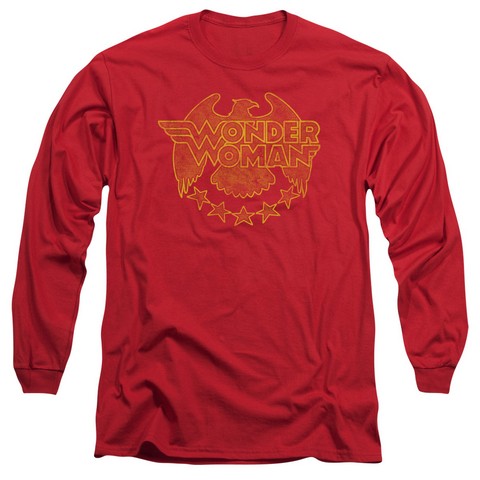 Dc-Wonder Eagle - Long Sleeve Adult 18-1 Tee - Red- Extra Large