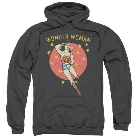 Dc-Wonder Circle - Adult Pull-Over Hoodie - Charcoal- Medium