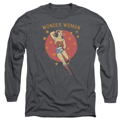 DC-Wonder Circle - Long Sleeve Adult 18-1 Tee - Charcoal- Small