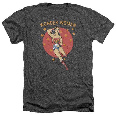Dc-Wonder Circle - Adult Heather Tee - Charcoal- Extra Large