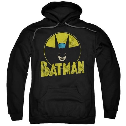 Dc-Circle Bat - Adult Pull-Over Hoodie - Black- Small