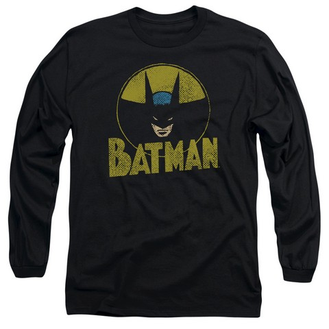 Dc-Circle Bat - Long Sleeve Adult 18-1 Tee - Black- Extra Large