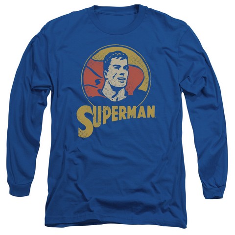 Dc-Super Circle - Long Sleeve Adult 18-1 Tee - Royal Blue- Medium