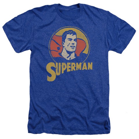 Dc-Super Circle - Adult Heather Tee - Royal Blue- Small