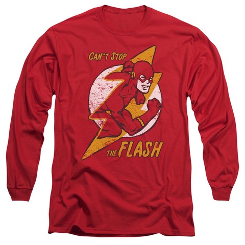 Dc-Flash Bolt - Long Sleeve Adult 18-1 Tee - Red- Medium