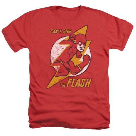 Dc-Flash Bolt - Adult Heather Tee - Red- 2X