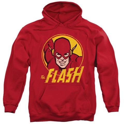 Dc-Flash Circle - Adult Pull-Over Hoodie - Red- Medium