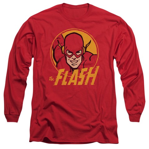 Dc-Flash Circle - Long Sleeve Adult 18-1 Tee - Red- Large