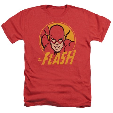 Dc-Flash Circle - Adult Heather Tee - Red- Extra Large