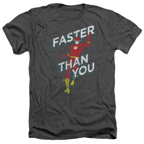DcFaster Than You  Adult Heather Tee  Charcoal Small