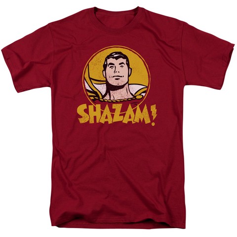 Dc-Shazam Circle - Short Sleeve Adult 18-1 Tee - Cardinal- Medium