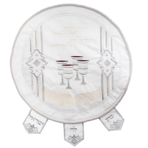 Nua Collection  Round Matzah Cover with Heavy Plastic 17.5 in.