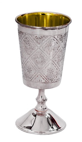 Picture of Elygant  58066 925 Silver Coated Kiddush Cup with Diamond Design  5 in.