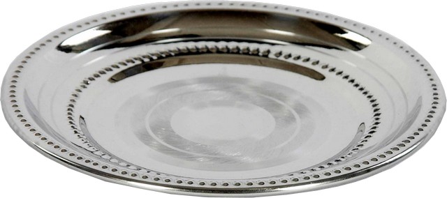 Nua Collection Stainless Steel Plate with Beaded Design - 5 in.