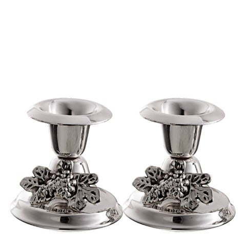 Picture of Nua Collection 58107 Silver Plated Mini Candle Stick Set with Grapes Design  2.5 in.